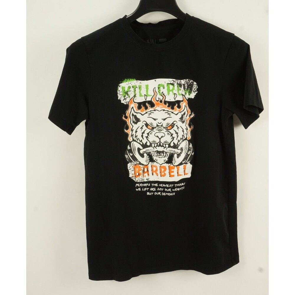 Kill‎ Crew Barbell Gym Lifting Motivational Graphic T-Shirt Men's Medium Black